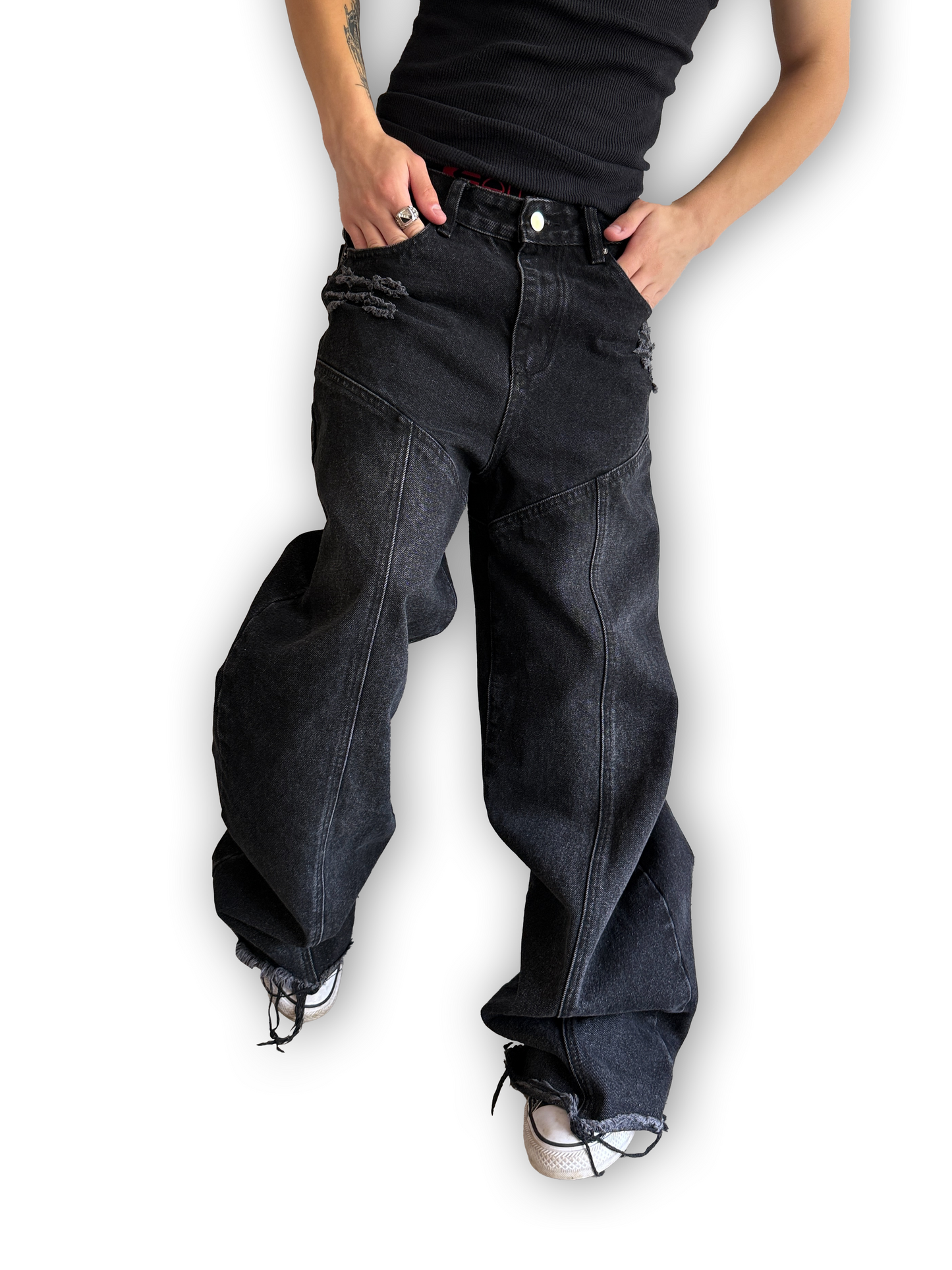 “despair” baggy denim